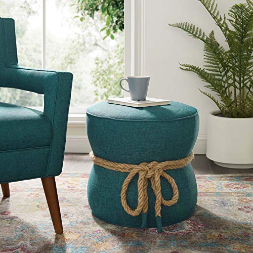 Atomic Red Upholstered Fabric Round Ottoman A975