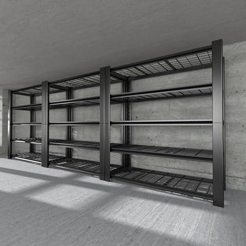 5-Tier Heavy Duty Metal Garage Shelving Unit with Wire Shelves, 3000 LBS Capacity, 76"H x 60"W x 24"D, Adjustable Boltless Steel Shelves C72947