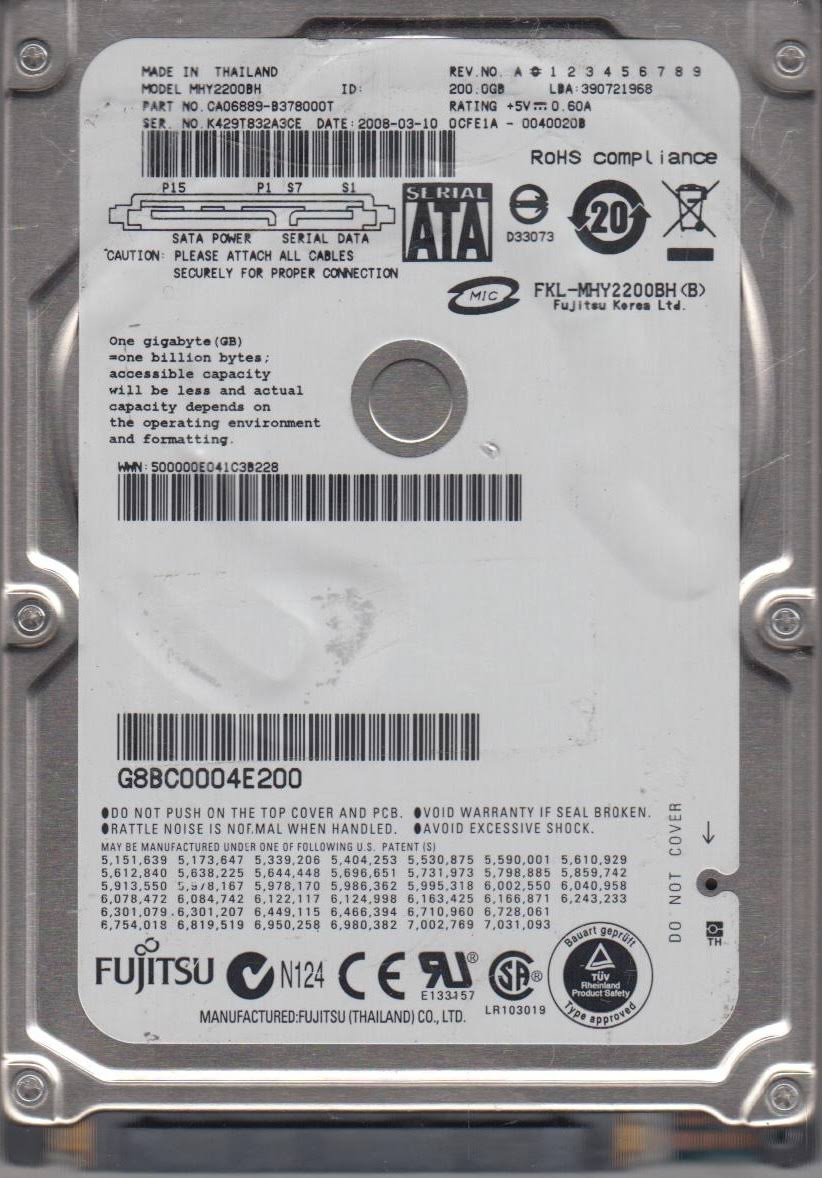 200GB SATA 2.5 Hard Drive K249150