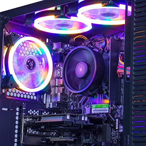 Gaming PC Desktop Computer, AMD Ryzen 5 4500, RTX 3060, 16GB DDR4, 500G SSD, 6 RGB Fans, Win 11 Pro K837788