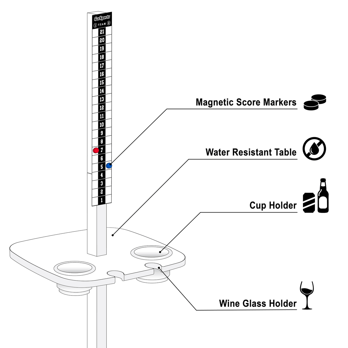 White Outdoor Game Score Keeper and Drink Stand Set C260