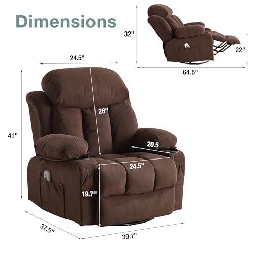 Massage Recliner Chair with Heat and Vibration, Breathable Fabric Ergonomic Single Sofa Chair F7500