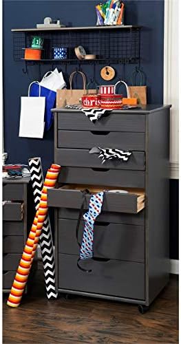Gray Eight Drawer Wood Rolling Storage Cart O3700