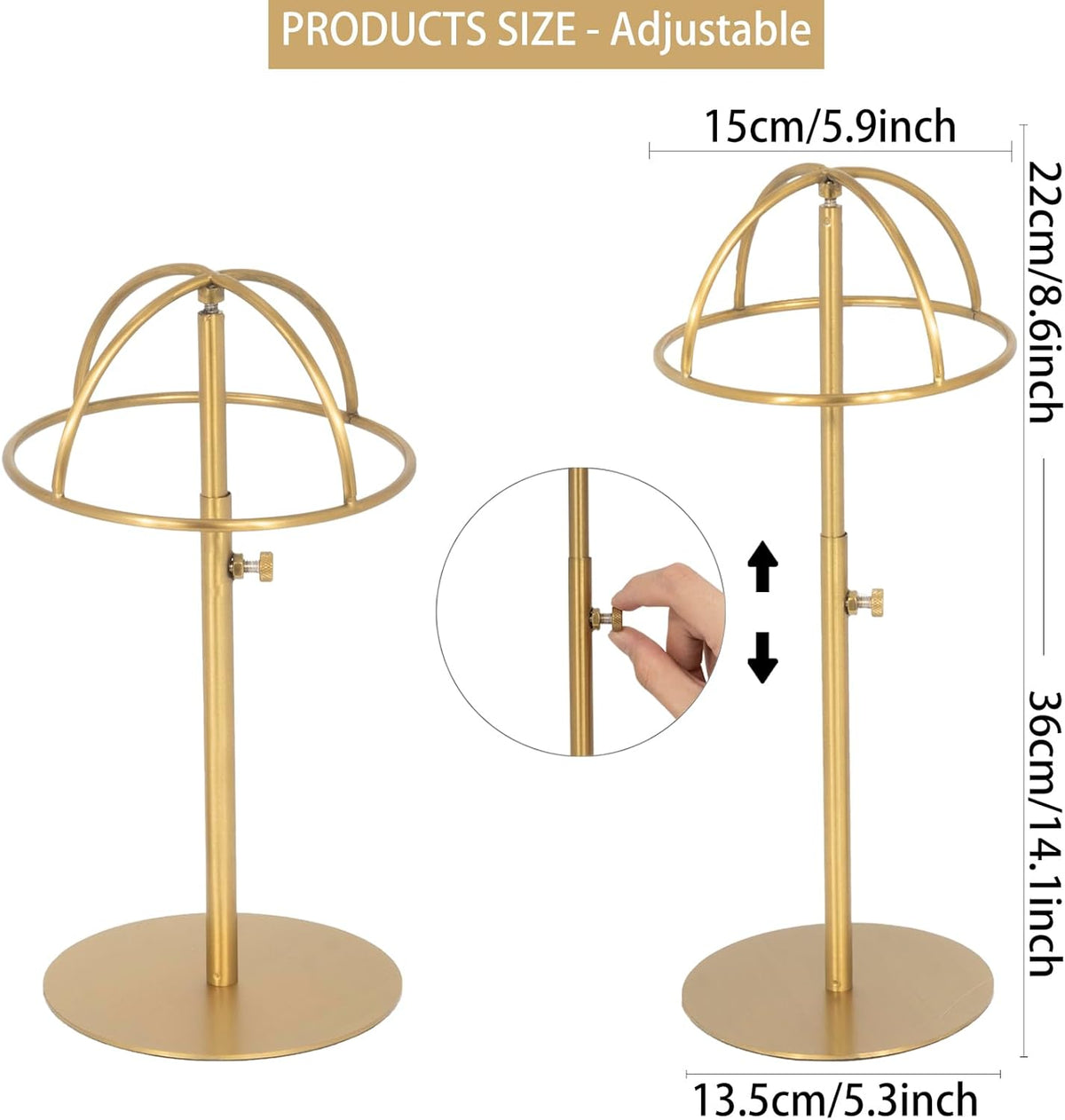 2PCS Stainless Steel Brushed Nickel Titanium Hat Stand P280724