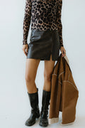 Vegan Leather Mini Skirt Q15397