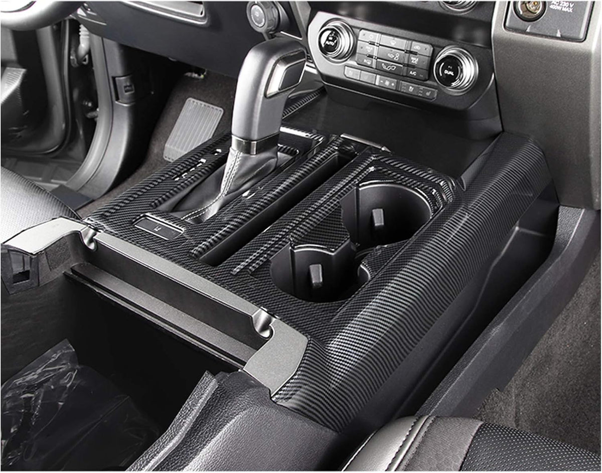 Carbon Fiber Center Console Gear Shift Cup Holder Trim 2pcs W22962