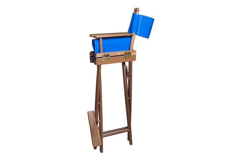 Teak Captain's Chair with Blue Seat Covers F5509