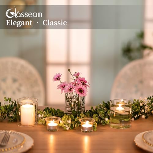 Set of 6 Clear Cylinder Candle Holders T884973