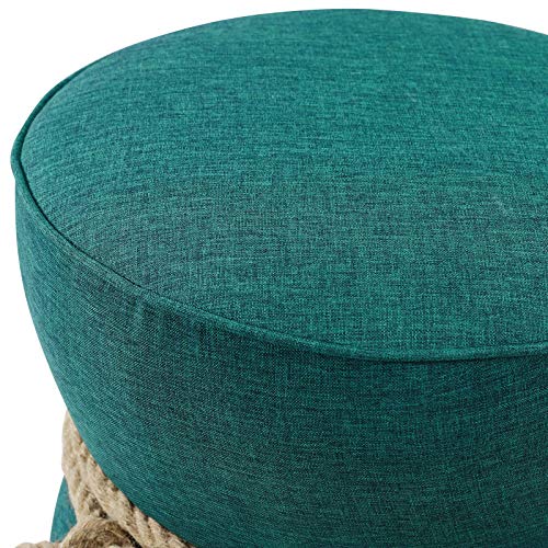 Atomic Red Upholstered Fabric Round Ottoman A975