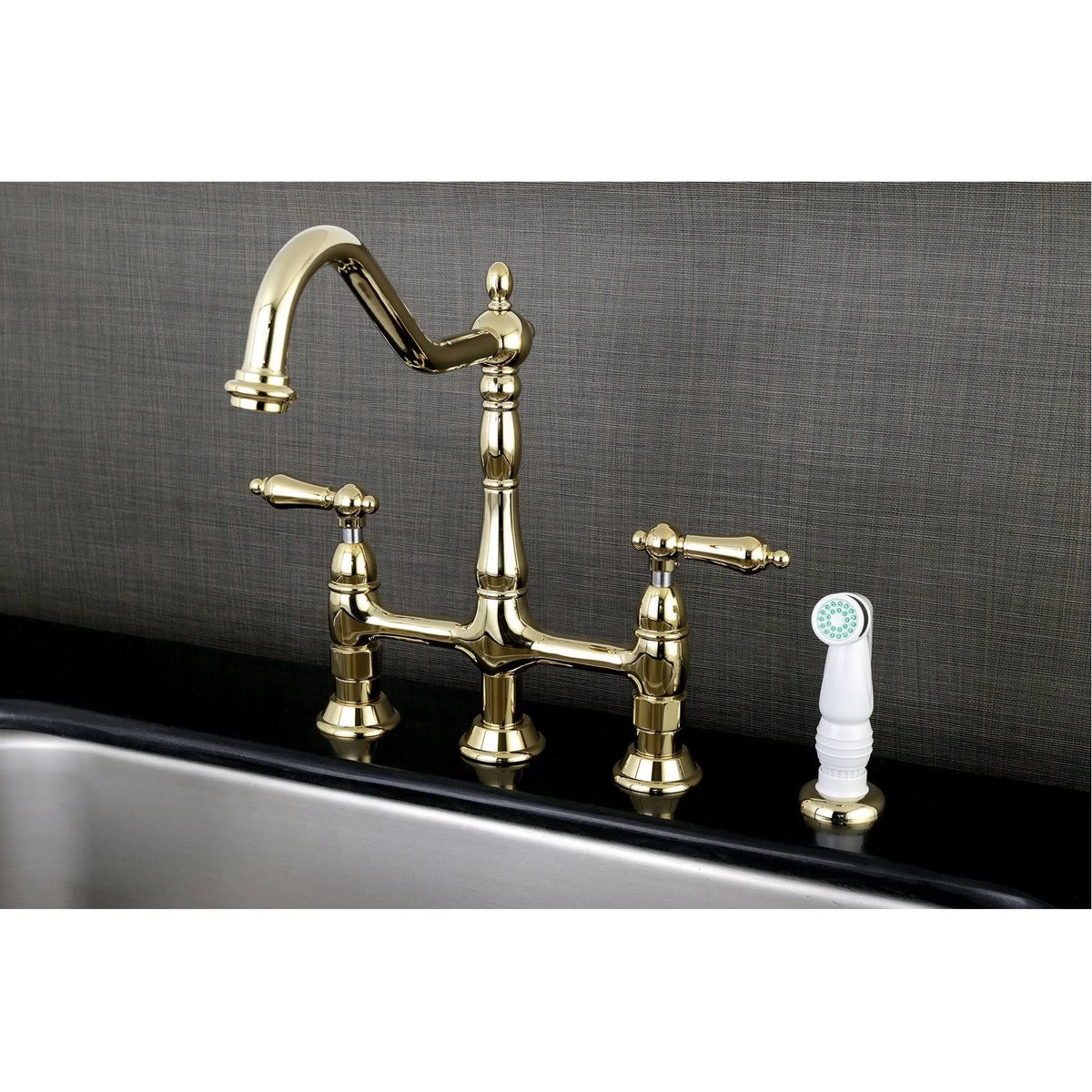 Satin Nickel Kitchen Faucet with Side Sprayer T34449