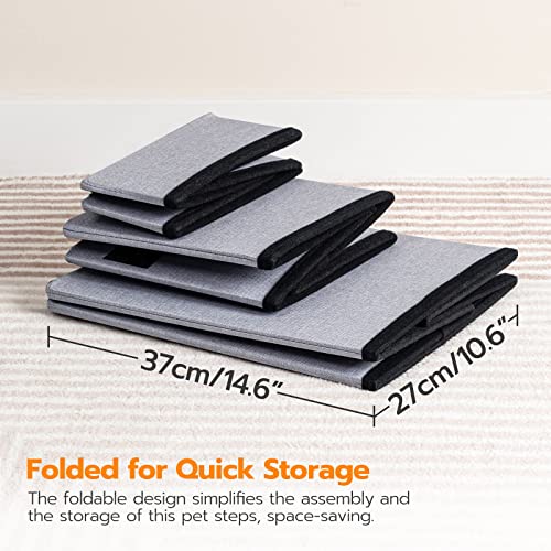 Gray 3 Steps Dog Stairs with Storage N724933