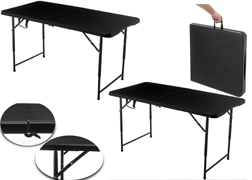 Black Half Folding Utility Table 6 Feet 72" x 29.5" Lightweight Portable R165207