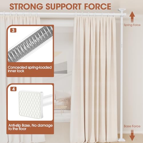 Black Heavy Duty Tension Rod Room Divider Curtain Rod, Adjustable 4-10ft(H) 28-70inch(W) I921987