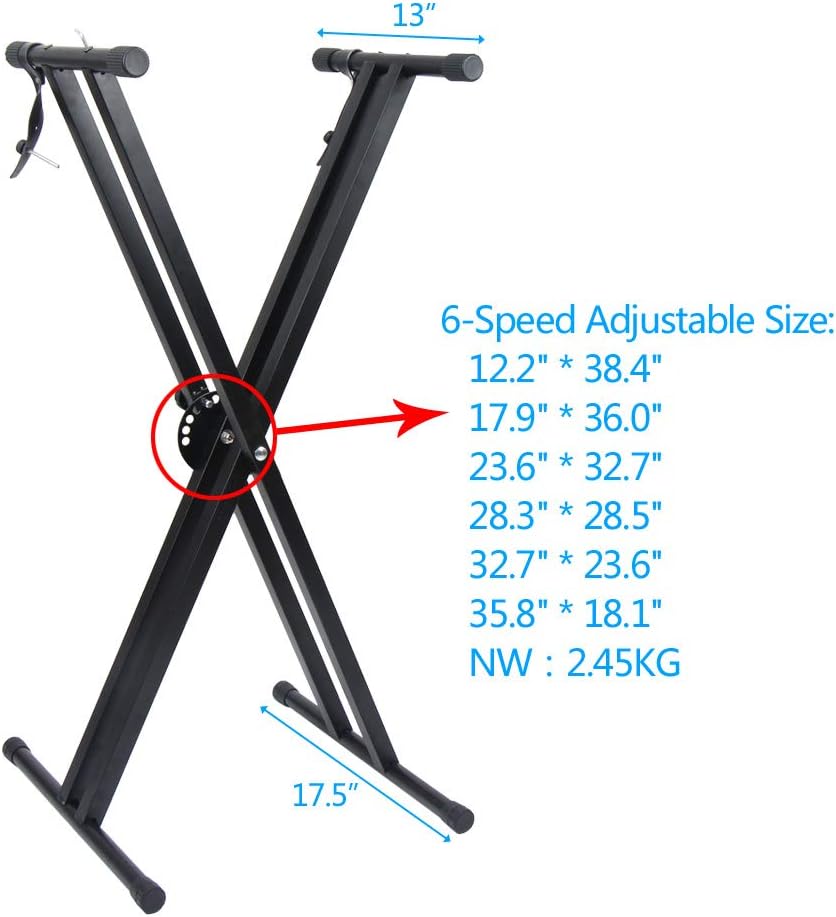 Heavy-Duty Double-X Adjustable Piano Keyboard Stand and Classic Piano Bench C463