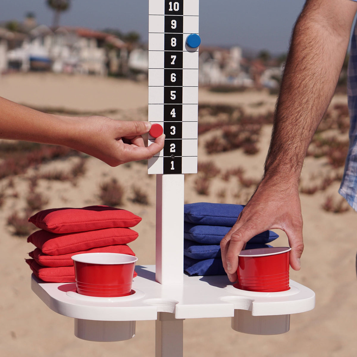 White Outdoor Game Score Keeper and Drink Stand Set C260