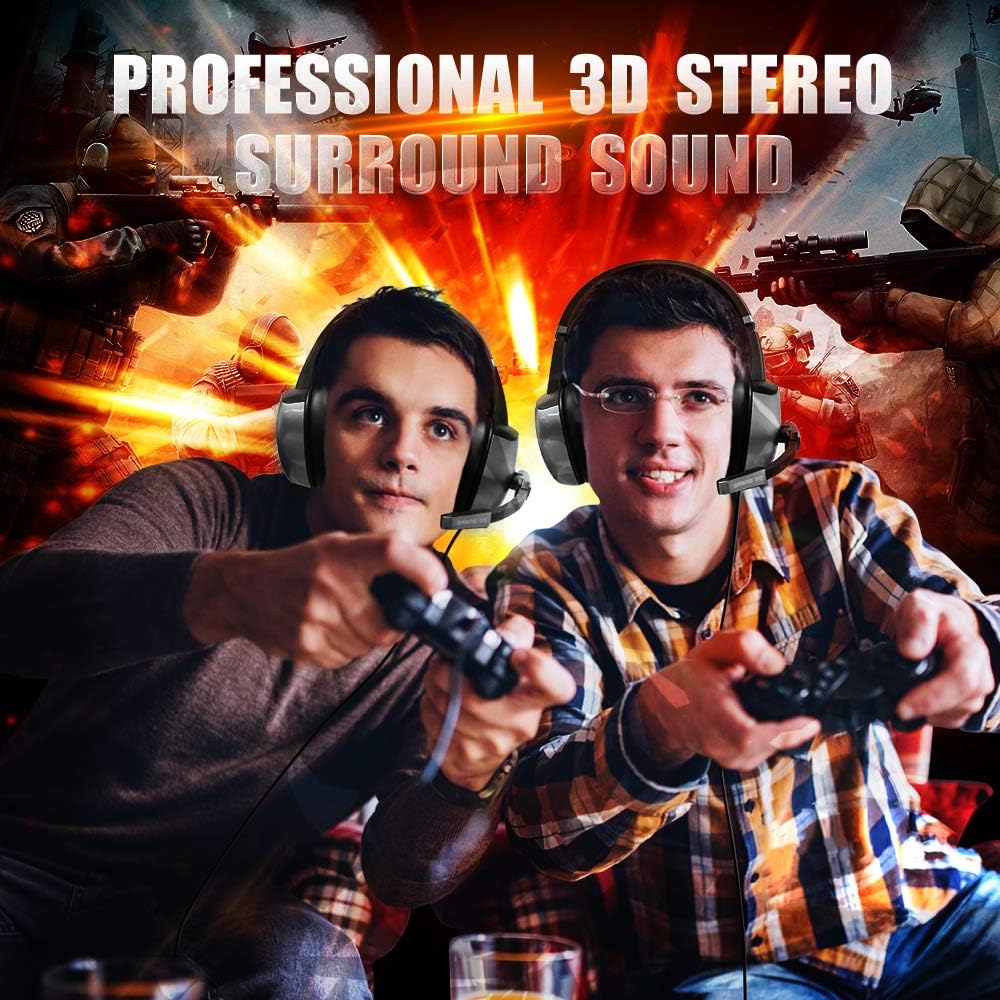 Gaming Headset Headphones with Noise Canceling Microphone LED RGB Light (Black) F14670