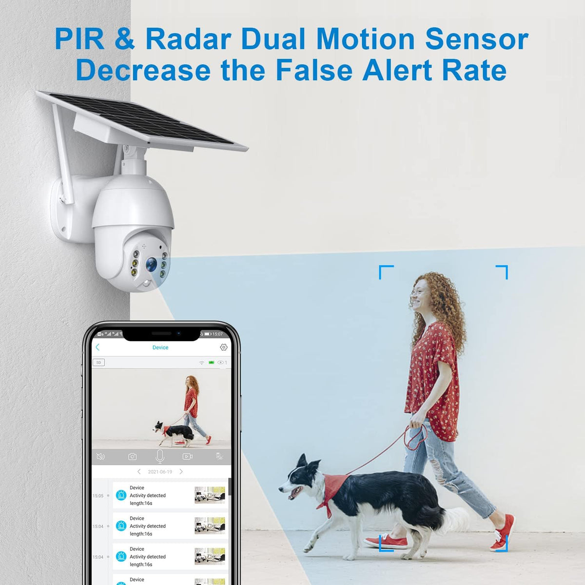 Solar Security Camera Wireless WiFi PTZ Color Night Vision Motion Detection Battery Powered M1212