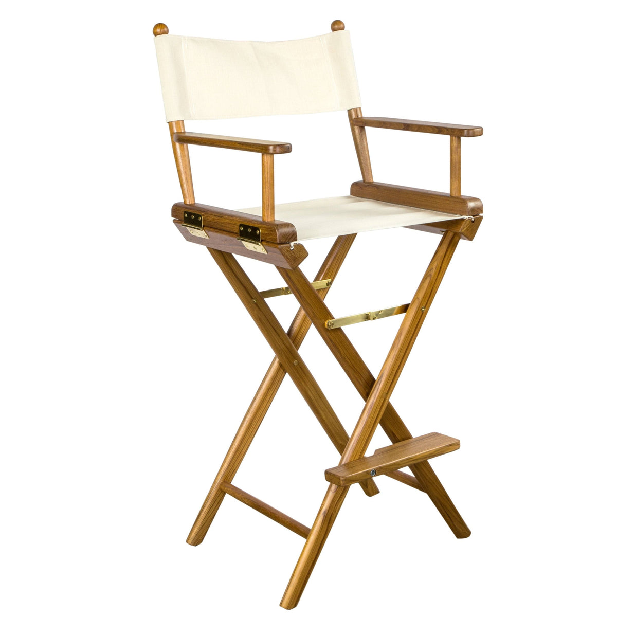 Teak Captain's Chair with Blue Seat Covers F5509
