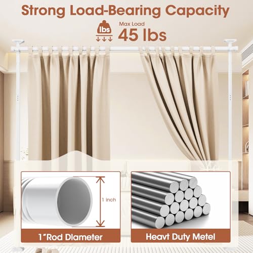 Black Heavy Duty Tension Rod Room Divider Curtain Rod, Adjustable 4-10ft(H) 28-70inch(W) I921987