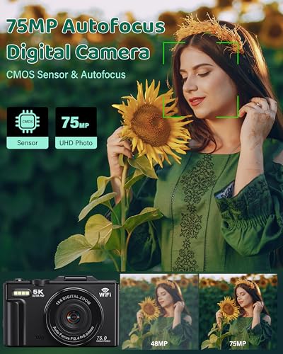 75MP Digital Camera with 18X Zoom, 32GB SD Card, 2 Batteries L2641