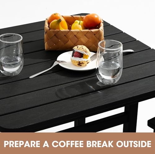 5 Pieces HDPE Adirondack Bar Chairs Set with Bar Pub Table, Black A7152