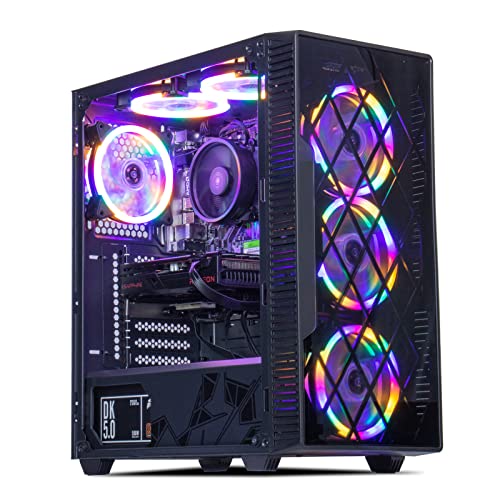 Gaming PC Desktop Computer, AMD Ryzen 5 4500, RTX 3060, 16GB DDR4, 500G SSD, 6 RGB Fans, Win 11 Pro K837788