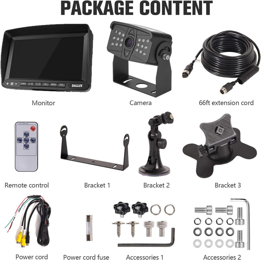 HD 1080P 7 inch Monitor Truck Backup Camera Kit R301