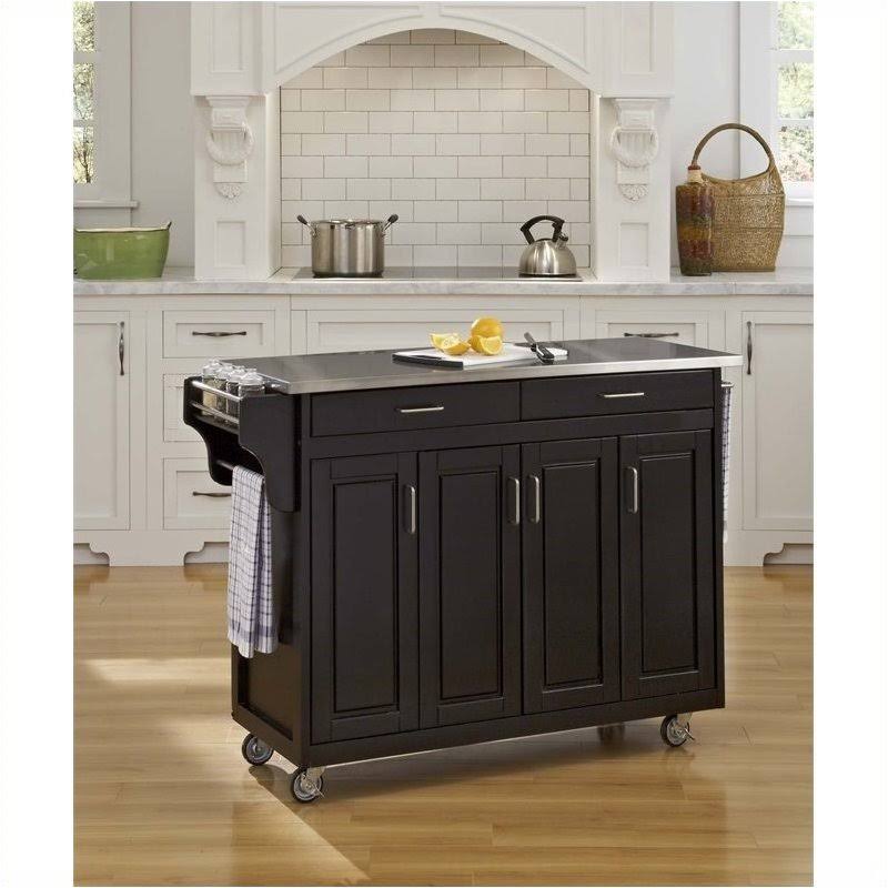 Black Stainless Steel Top Kitchen Cart K466312
