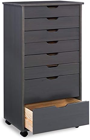 Gray Eight Drawer Wood Rolling Storage Cart O3700