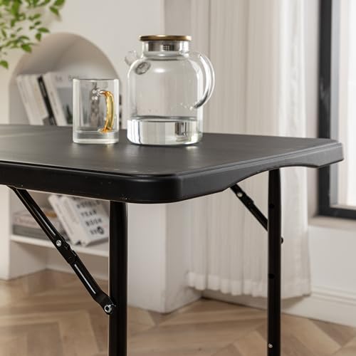Black Half Folding Utility Table 6 Feet 72" x 29.5" Lightweight Portable R165207