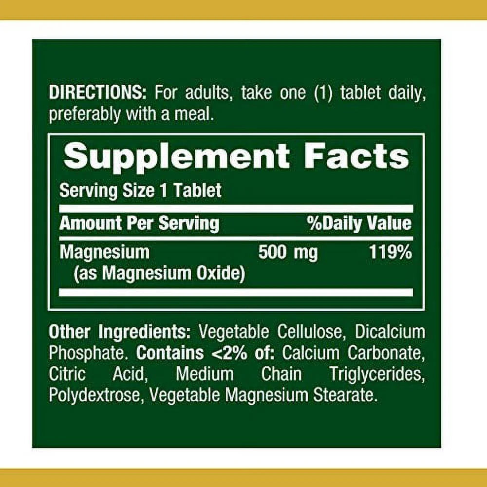 400 Count Magnesium 500mg Tablets L788