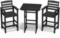 5 Pieces HDPE Adirondack Bar Chairs Set with Bar Pub Table, Black A7152