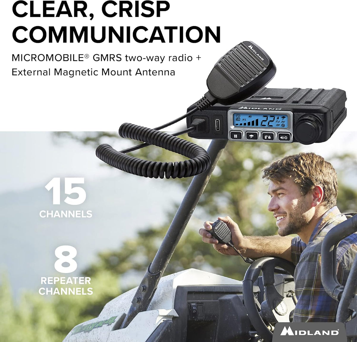 15 Watt GMRS Two-Way Radio with Magnetic Mount Antenna C6272