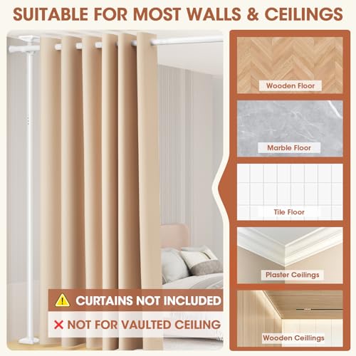 Black Heavy Duty Tension Rod Room Divider Curtain Rod, Adjustable 4-10ft(H) 28-70inch(W) I921987