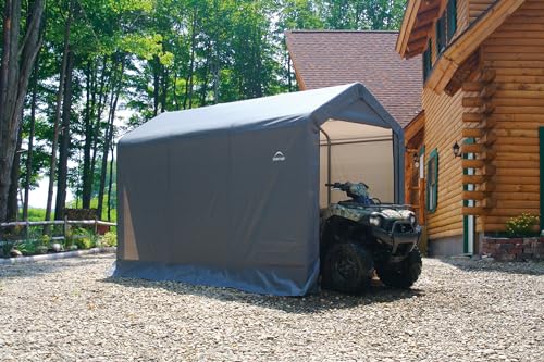 10' x 10' Steel Round Roof Outdoor Storage Shed with Waterproof Cover, grey N519