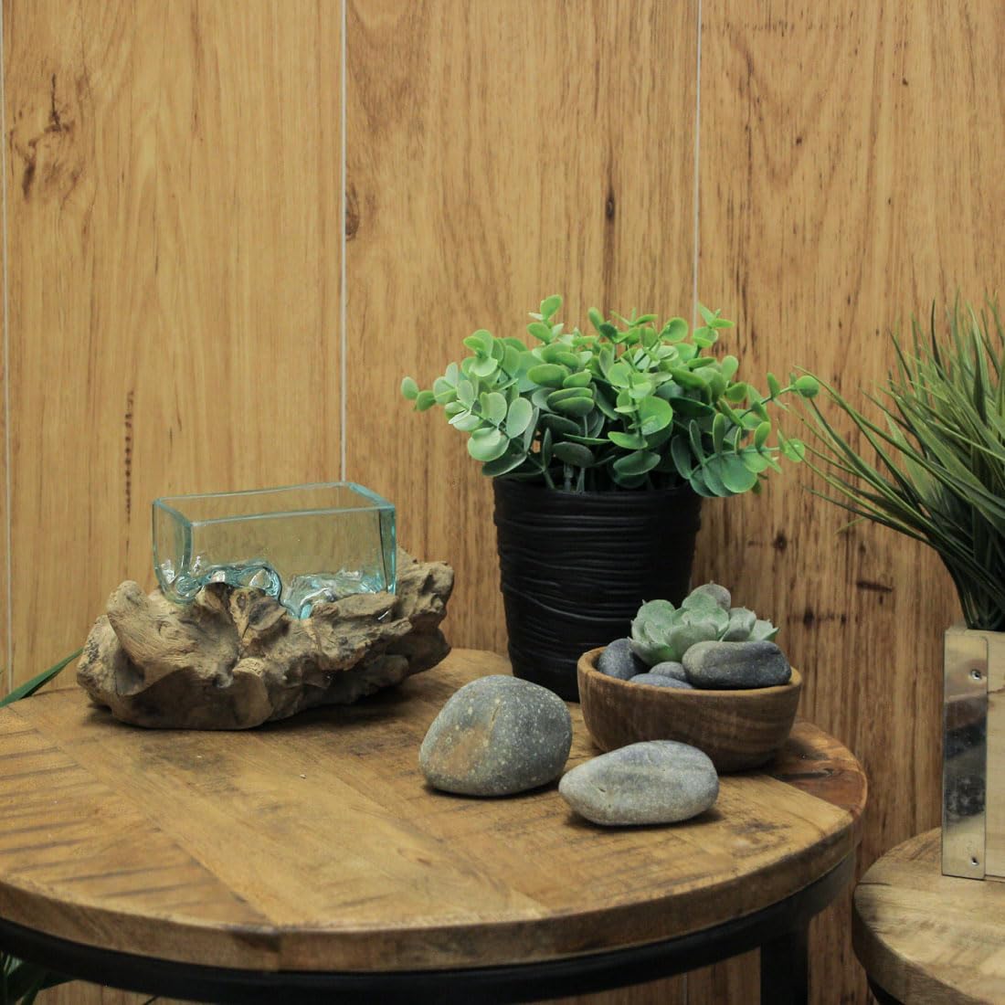 Rectangular Glass On Driftwood Decorative Bowl Q271742