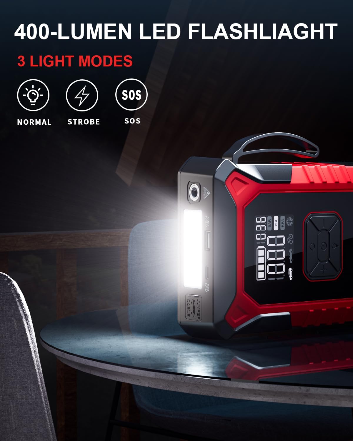 3000A Portable Car Battery Booster with 150PSI Tire Inflator Z557733