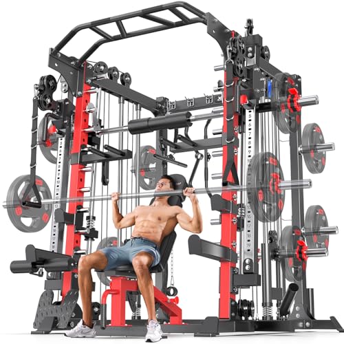 Power Cage Smith Machine Power Rack Squat Rack Cable Crossover System J6709