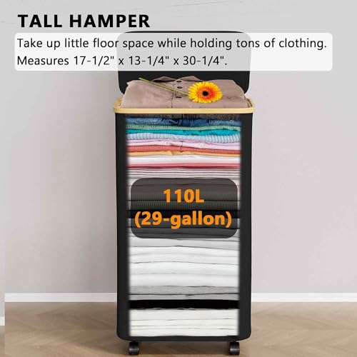Gray 29 Gal Rolling Laundry Hamper with Lid K4748