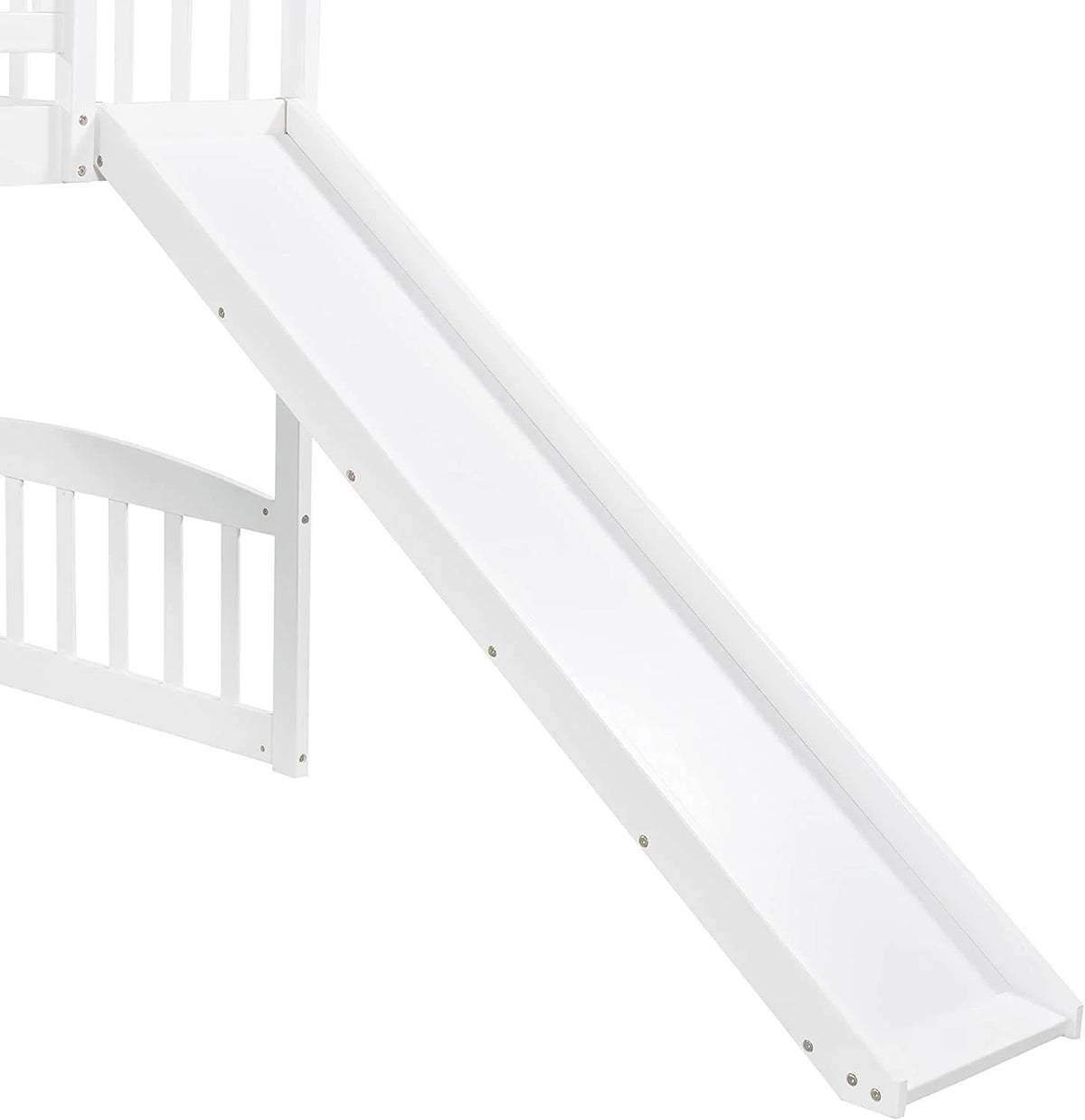 White Wooden Low Loft Bed Frame With Storage R557498