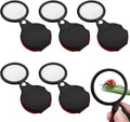 5pcs 10x Mini Magnifier, 2.1" Pocket Magnifying Glass with Rotating Protective Leather Sheath G9018
