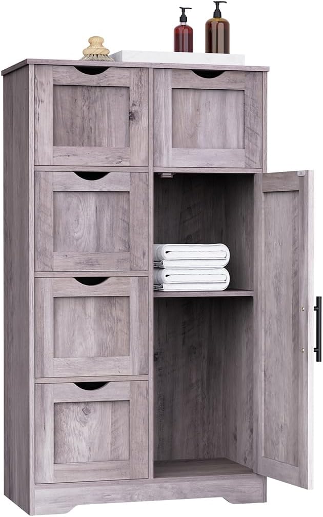 Wooden 4 Drawer Floor Storage Cabinet with Adjustable Shelves X947