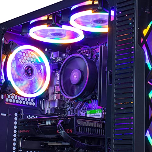 Gaming PC Desktop Computer, AMD Ryzen 5 4500, RTX 3060, 16GB DDR4, 500G SSD, 6 RGB Fans, Win 11 Pro K837788