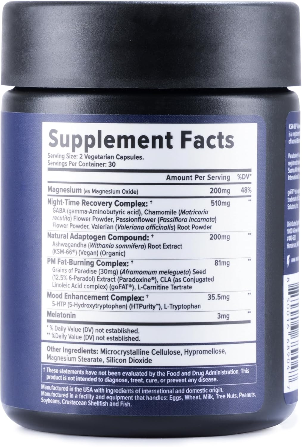 60 Vegetarian Capsules Nighttime Fat Burner V3729