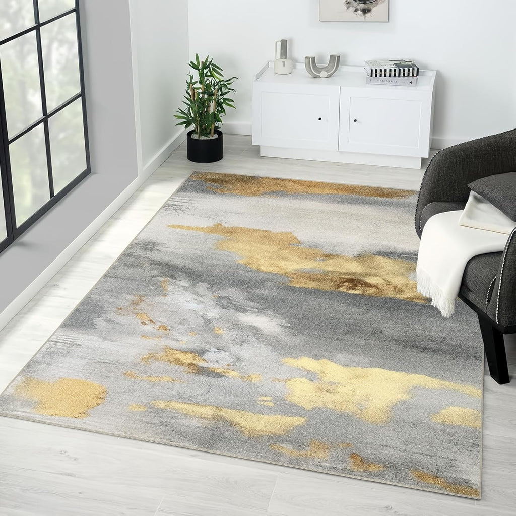 Grey Washable Non Slip Area Rug 5'x7' T27841