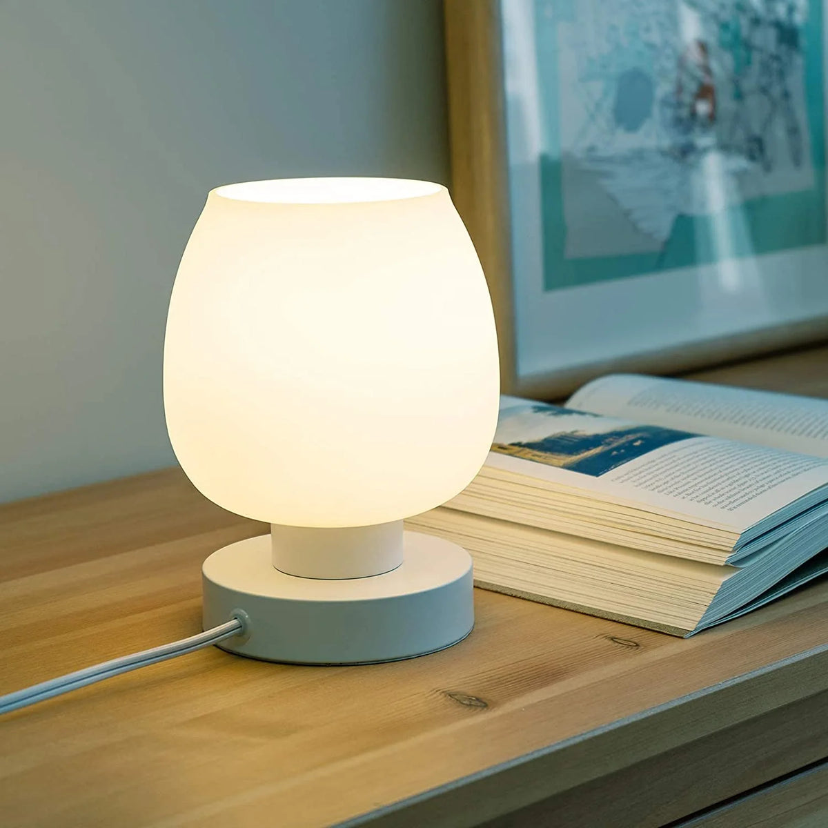 Touch Control Table Lamp with Glass Lamp Shade A916