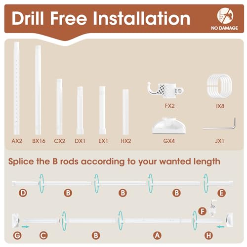 Black Heavy Duty Tension Rod Room Divider Curtain Rod, Adjustable 4-10ft(H) 28-70inch(W) I921987