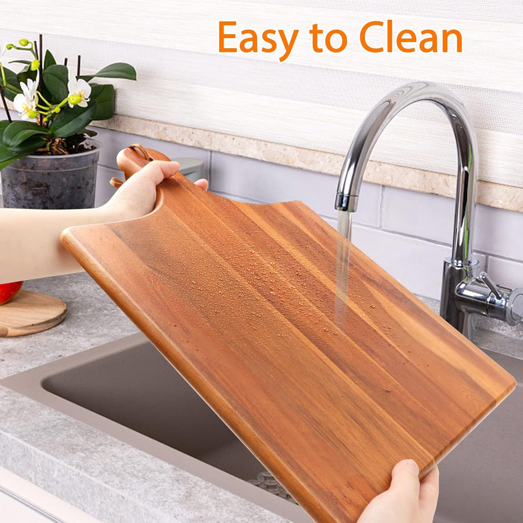Acacia Wood Cutting Board with Handle 17"X11" A682