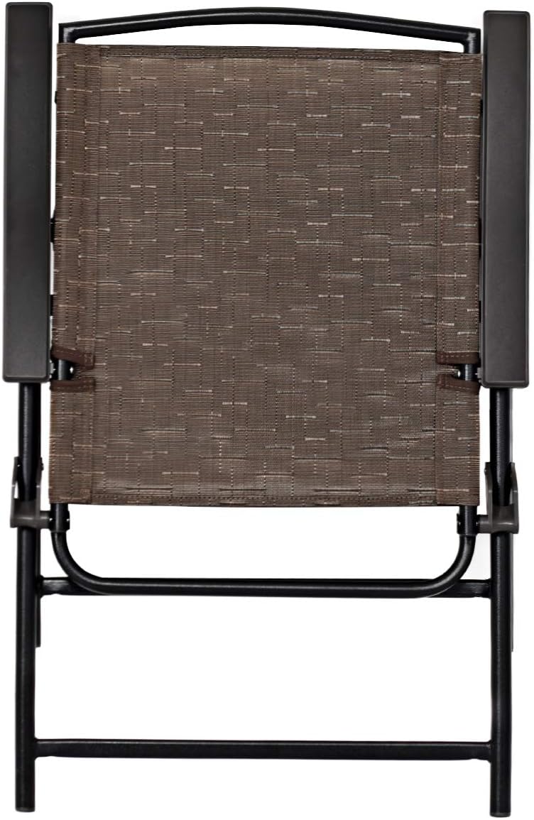 3-Piece Patio Bistro Set with Round Tempered Glass Table and 2 Foldable Chairs E307743