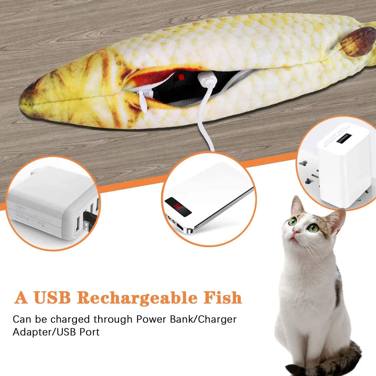 Electric Moving Wagging Fish Cats Toy P682454